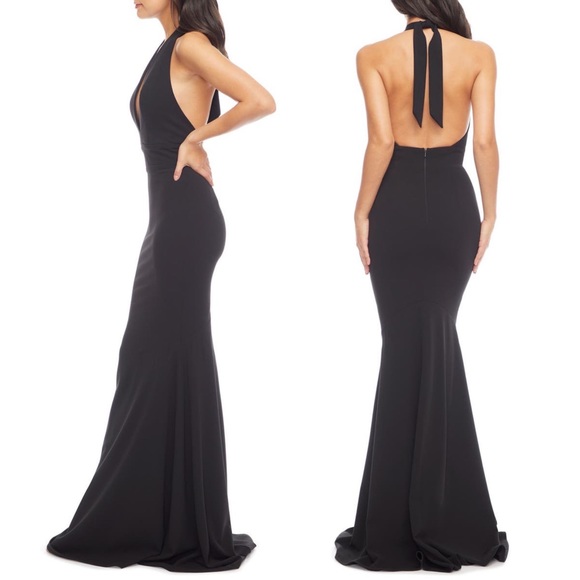 NEW Dress the Population Camden Halter Mermaid Evening Gown Black Size Medium - Picture 3 of 13